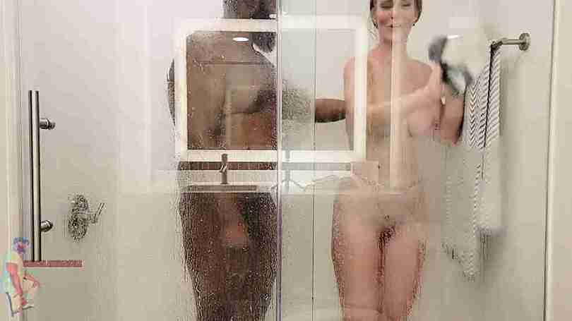 Busty Babe Libby’s Wet Shower Fun with Big Black Cock
