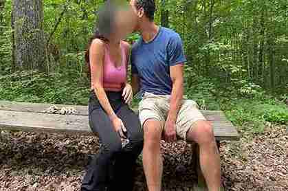 Hotwife fucks her husband in wild outdoor forest passion sex scene